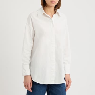 White Cotton Dip Hem Shirt