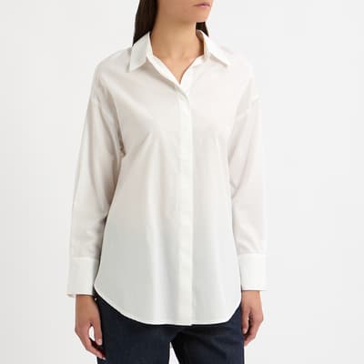 White Cotton Dip Hem Shirt