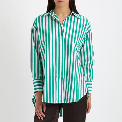 Green/White Cotton Dip Hem Shirt