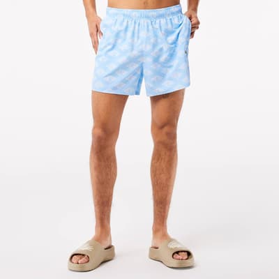 Pale Blue Printed Swimming Trunks