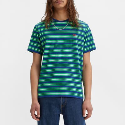 Blue/Green Stripe Cotton T-Shirt