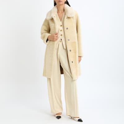 Caramel Shearling Reversible Cocoon Coat