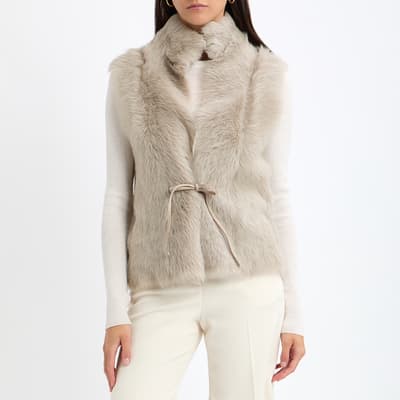 Chalk Short Reversible Shearling Gilet