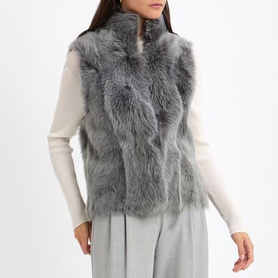 Grey Short Reversible Shearling Gilet