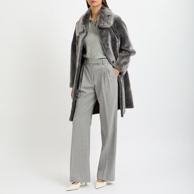 Grey Cocoon Shearling Coat