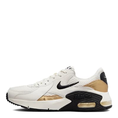 Women's White/Black/Gold Nike Air Max Excee Trainers