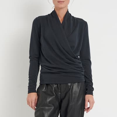 Black Alano Wrap Blouse