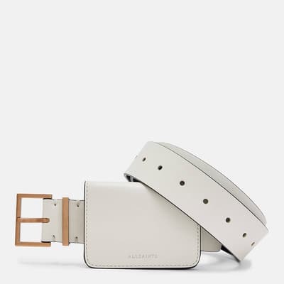 White Teri Leather Bag Belt