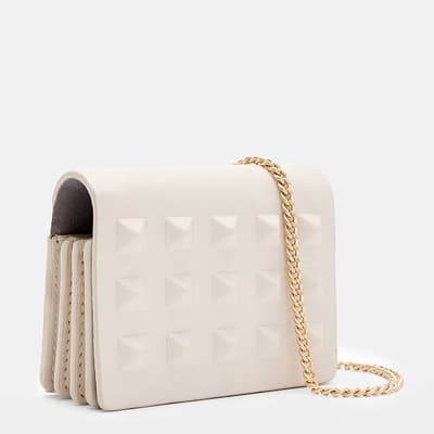 White Honore Studded Leather Bag
