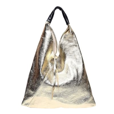 Gold Leather Shopper Bag