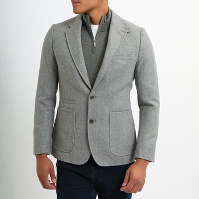 Grey Herringbone Barkley Wool Blend Blazer