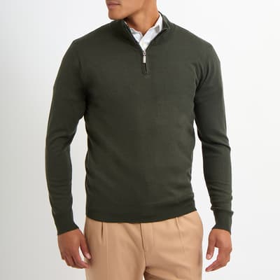 Green Quarter Zip Cashmere Blend Jumper