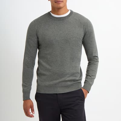 Grey Crew Neck Cashmere Blend Jumper