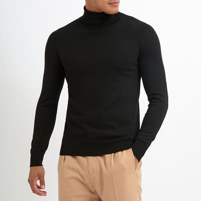 Black Cashmere Blend Roll Neck Jumper