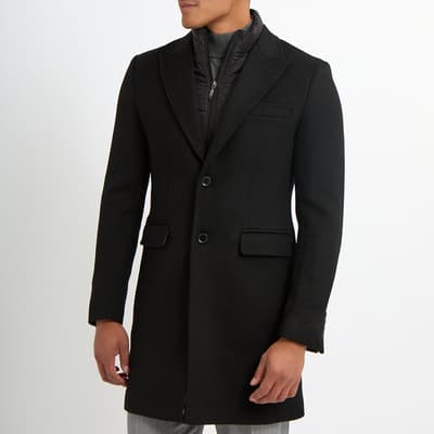 Black Insert Wool Blend Coat