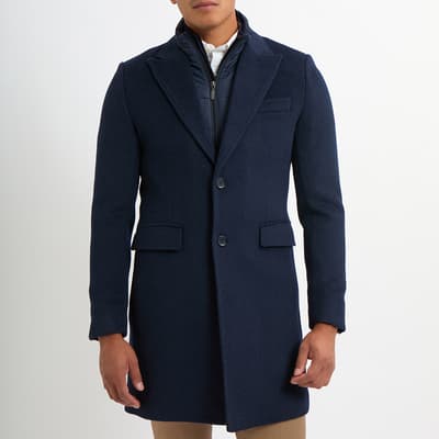 Navy Insert Wool Blend Coat