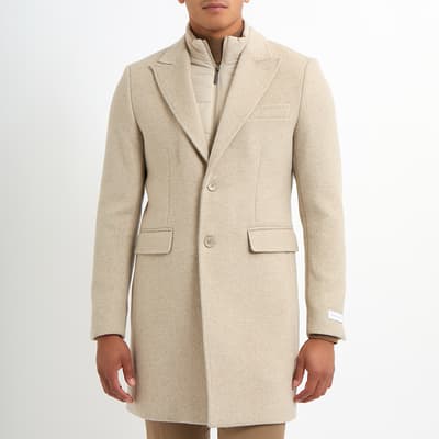 Taupe Insert Wool Blend Coat