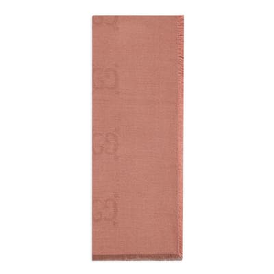 Gucci Nude Interlocking G Striped Wool Scarf