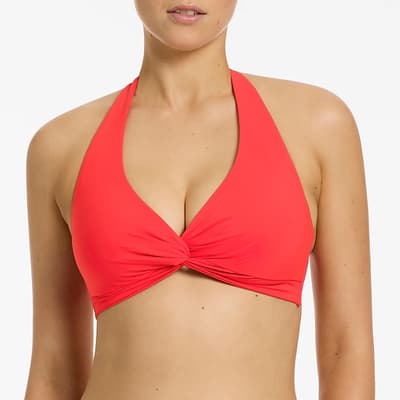 Red D-Dd Twist Front Bikini Top 
