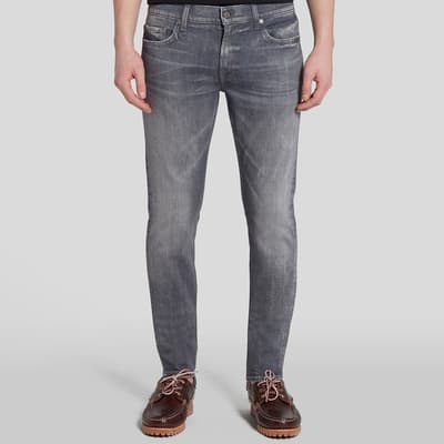 Grey Tapered Stretch Jeans 