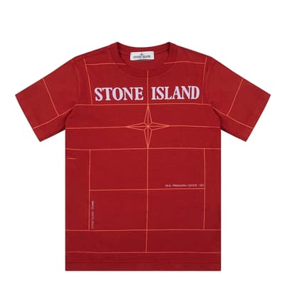 Red Printed Short Sleeve Cotton T-Shirt