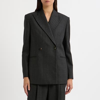 Charcoal Pinstripe Wool Blend Blazer