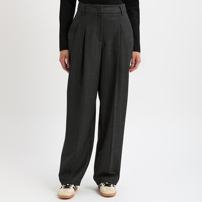 Charcoal Pinstripe Wool Blend Trouser