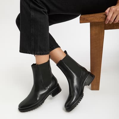 Black Leather Chelsea Boot