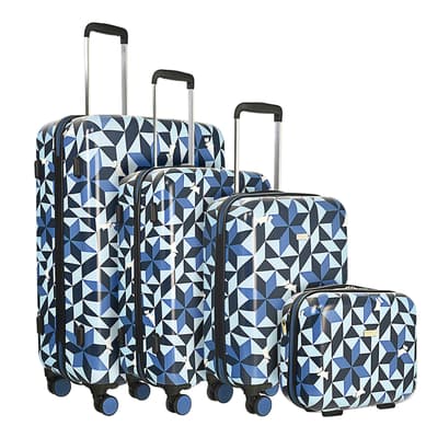 Blue Marquetry Luggage Set