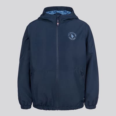 Boy's Navy Hooded Windbreaker Jacket