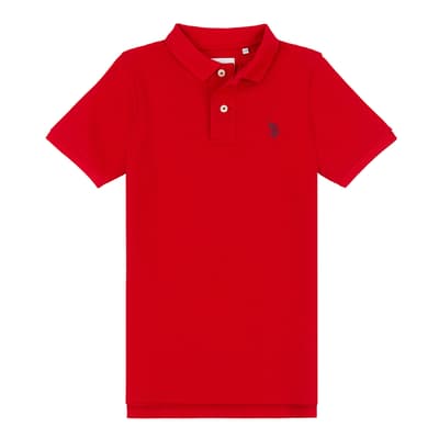 Boy's Red Pique Cotton Polo Shirt