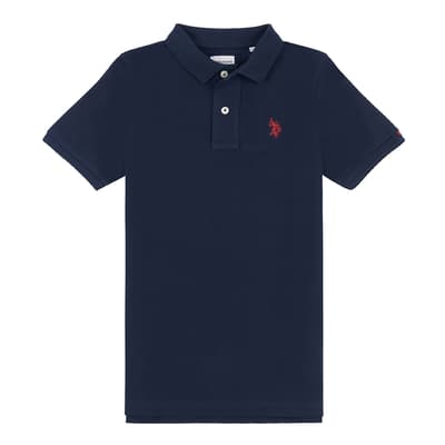 Boy's Navy Pique Cotton Polo Shirt