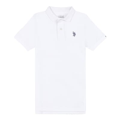 Boy's White Pique Cotton Polo Shirt