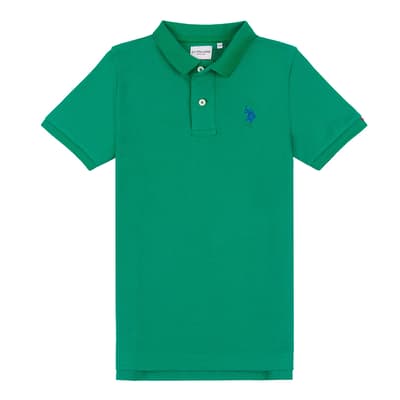 Boy's Green Pique Cotton Polo Shirt