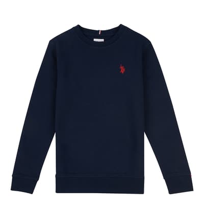 Boy's Navy Crew Cotton Blend Sweatshirt