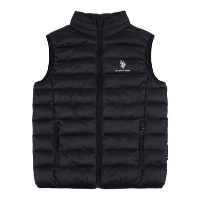 Boy's Black Bound Quilted Gilet