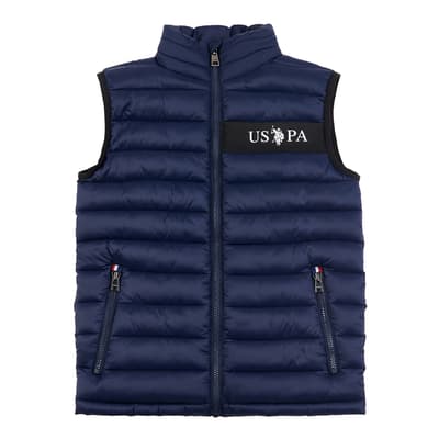 Boy's Navy Logo Tape Gilet