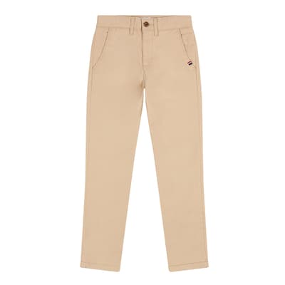 Boy's Beige Classic Stretch Cotton Blend Chinos