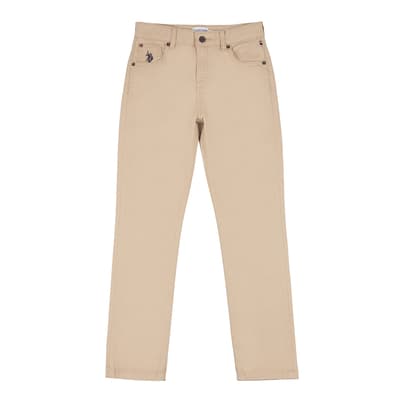 Boy's Beige Core Cotton Blend Trousers