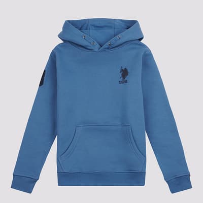 Boy's Blue Cotton Zopped Hoodie