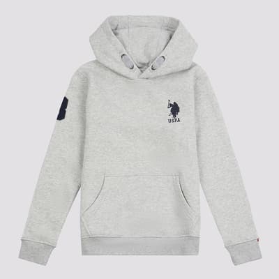 Boy's Grey Cotton Zopped Hoodie