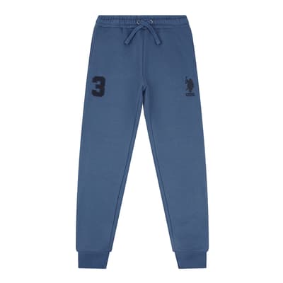 Boy's Blue Patch Logo Cotton Joggers