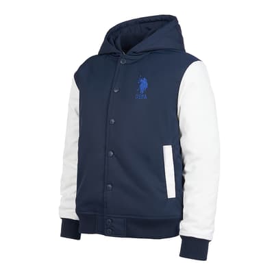 Boy's Navy Hooded Bomber Jacket