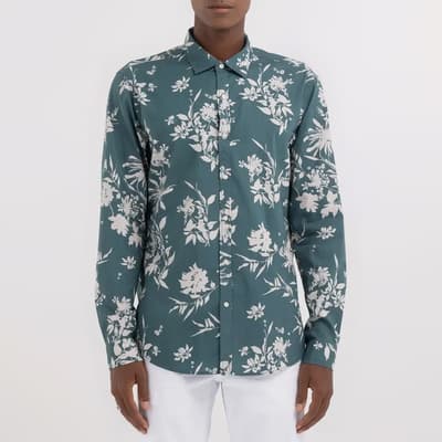 Green Floral Long Sleeve Cotton Shirt