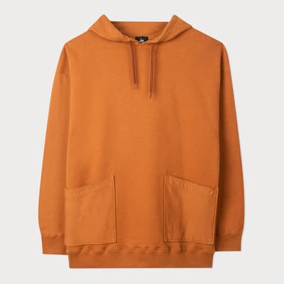 Orange Drawstring Cotton Hoodie