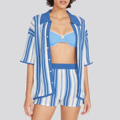 Blue Stripe Dahlia Top