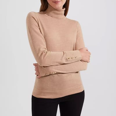 Camel Lara Wool Roll Neck Jumper