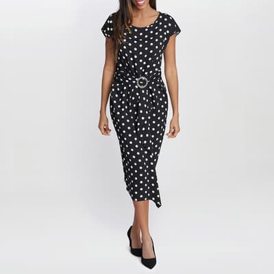 Black Jemima Spot Print Satin Dress