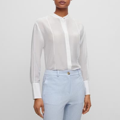 White Bessenia Silk Blend Blouse