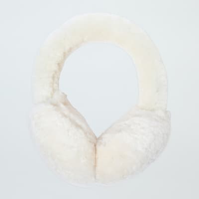 Cream Shearling Fur Out Earmuffs